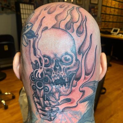 Head tattoo by Paul Bosch