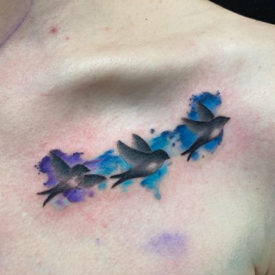 Collar bone tattoo by Db. Wyte