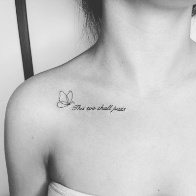 Collar bone tattoo by Maddy Tompkins