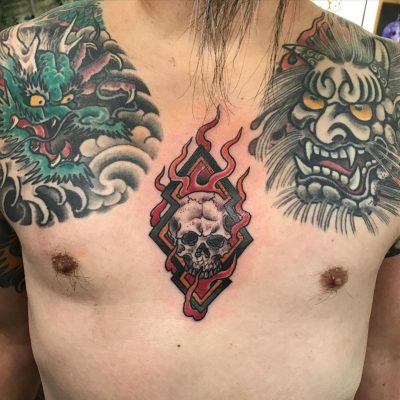 Sternum tattoo by Eddy Deutsche