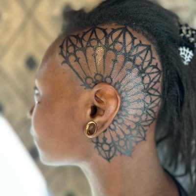 Head tattoo by Brooke Michael Englehart