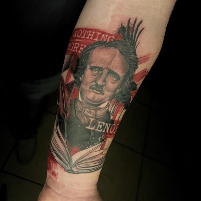 Trash-polka tattoo by Jimi Cagle