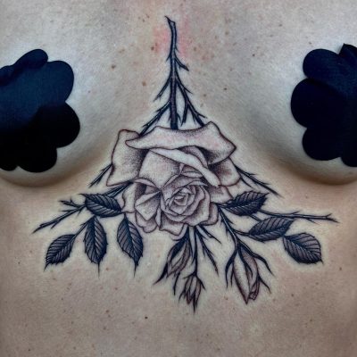 Sternum tattoo by Savannah Leigh