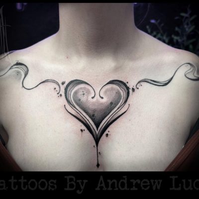 Collar bone tattoo by Andrew Luce