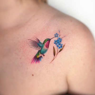 Collar bone tattoo by Ana Lia