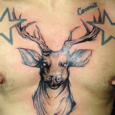 Sternum tattoo by Kristian Barrientos