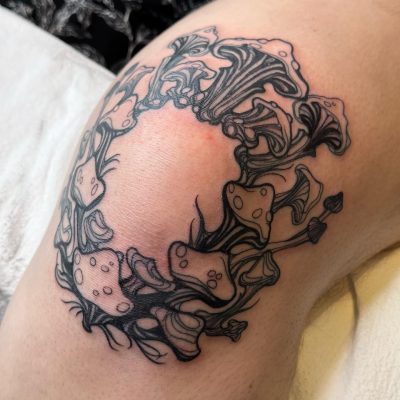Knee tattoo by Brooke Michael Englehart