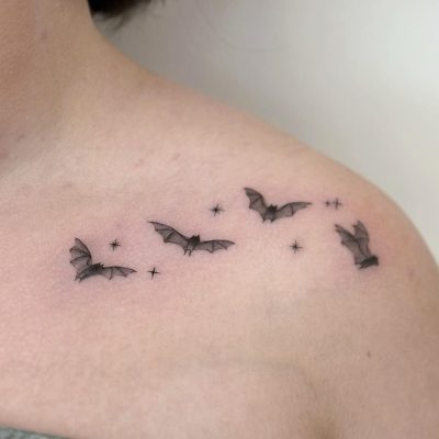 Collar bone tattoo by Keith Tran