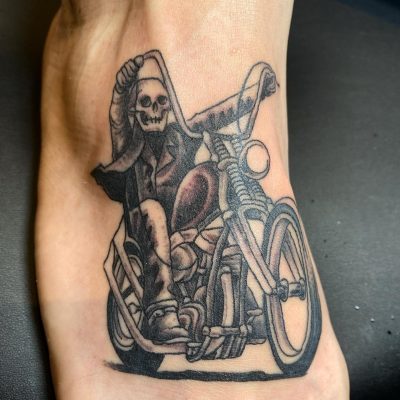 Foot tattoo by Paul Bosch