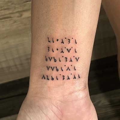 Wrist tattoo by Aadam Morgan