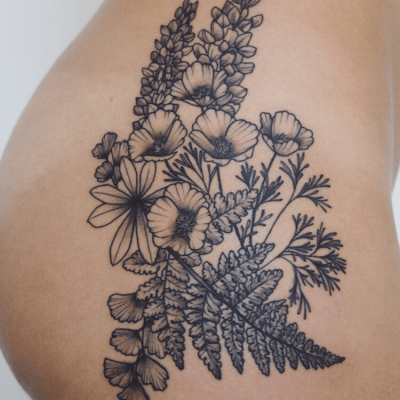 Butt tattoo by Curtis Perrodin