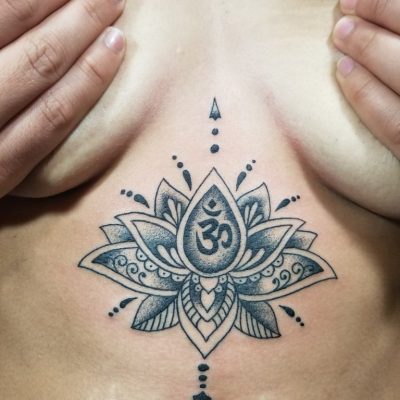 Sternum tattoo by Lenny Rodriguez